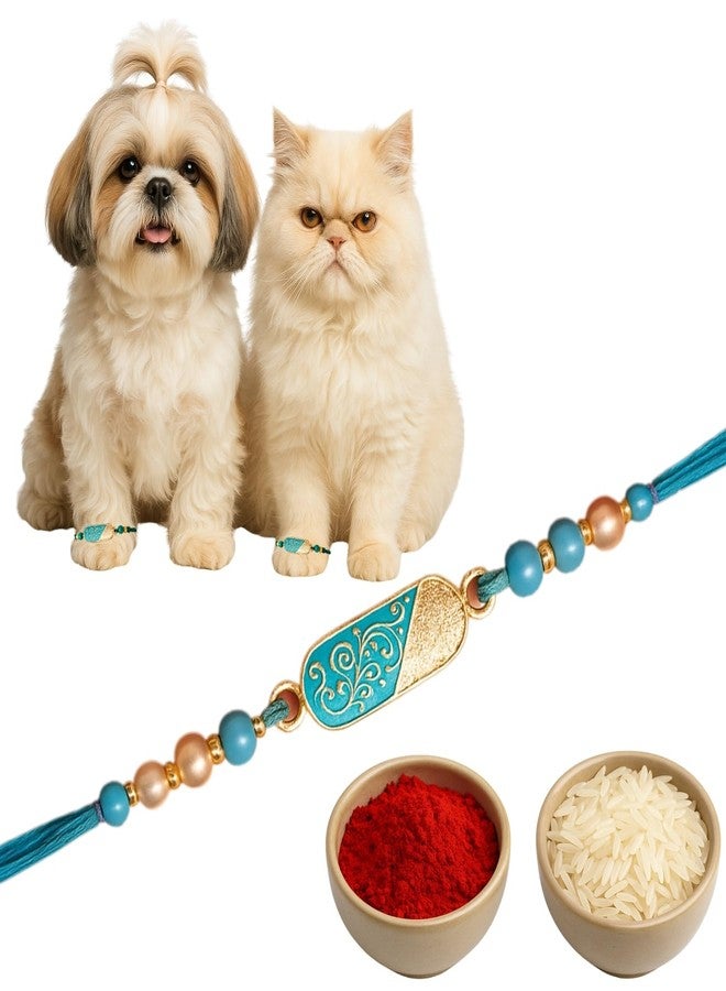 Western Era Stylish Pet Rakhi for Dog & Cat | Roli Chawal | Handcrafted Raksha Bandhan Gift for Your Furry Brother | Love, Tradition & Bonding | Designer Rakhi | Celebrate Pawsome Love (Style 19) - Image 1